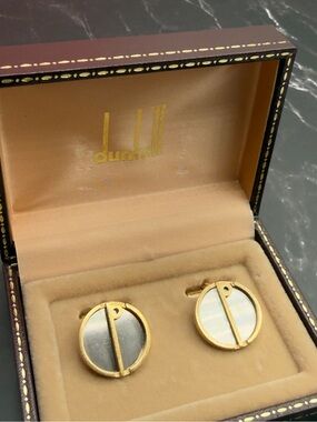Dunhill Gold and Mother-of-Pearl Round Cufflinks